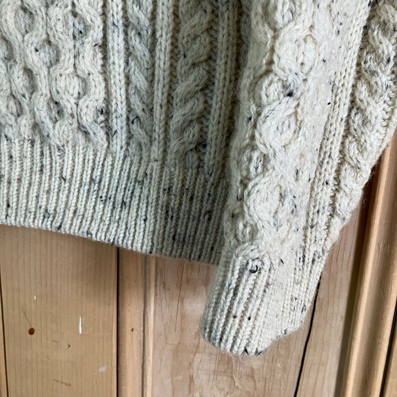 Glencroft Womens Vintage 90s Pure Wool UK Fisherman Sweater Medium Beige SP EXC - Picture 3 of 11